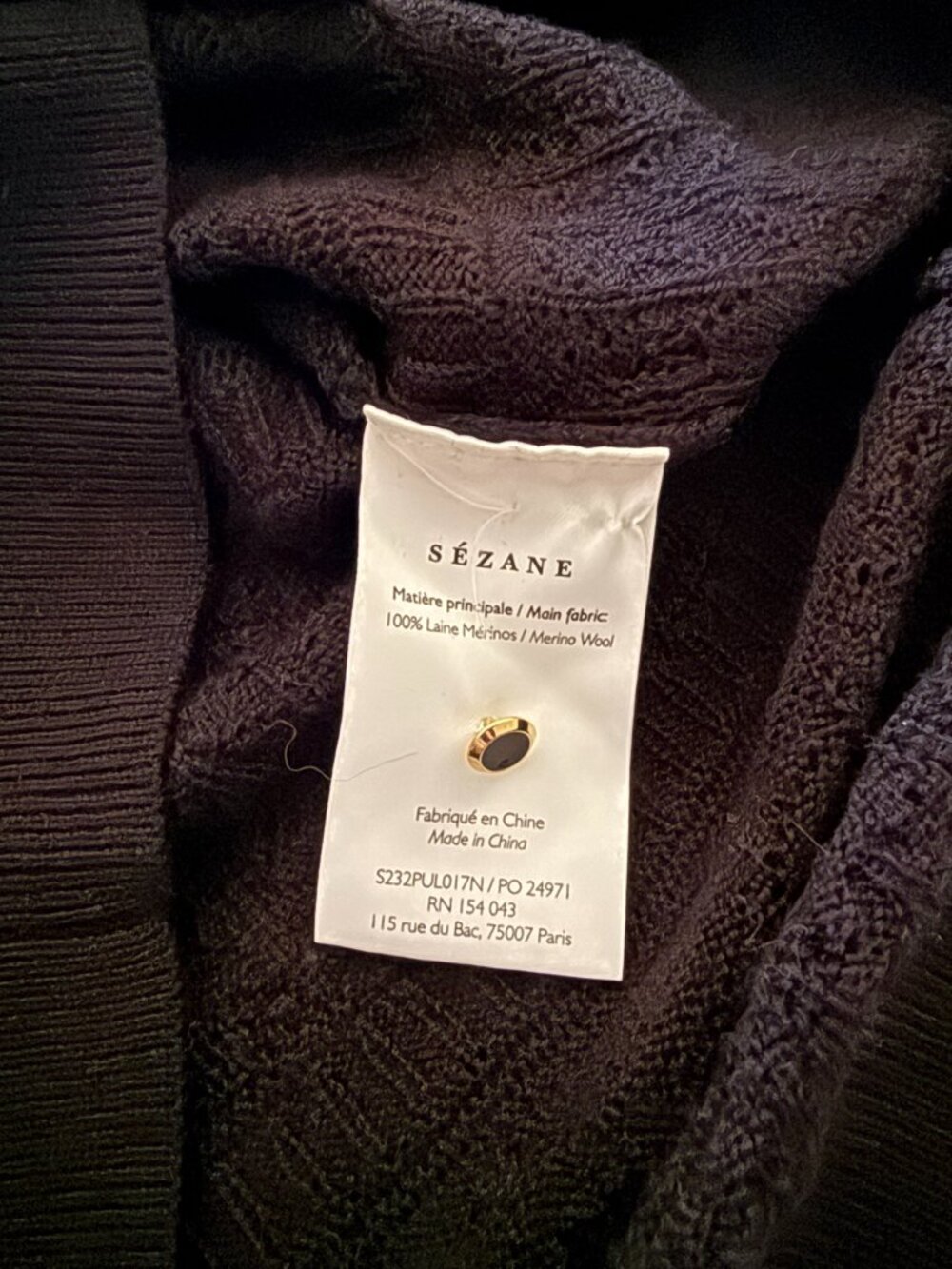 Sezane Lyna Jumper - Black - Size Medium - NWOT! - Picture 5 of 6
